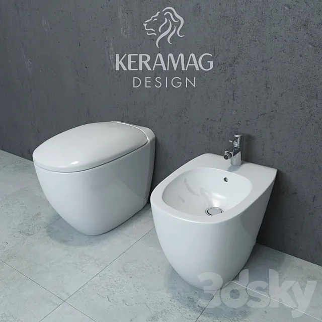 Keramag Citterio squat toilet and bidet 3D Model