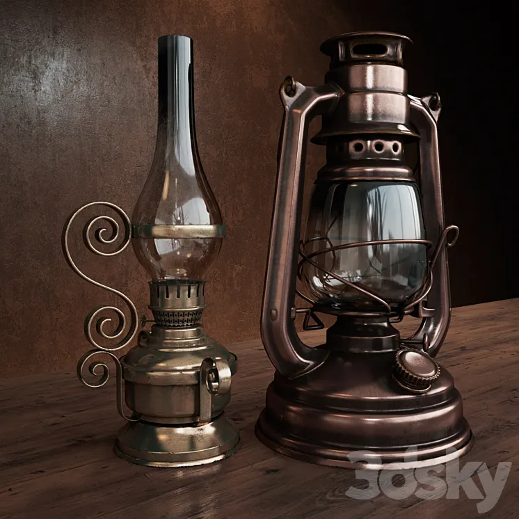 kerosene lamps 3D Model Free