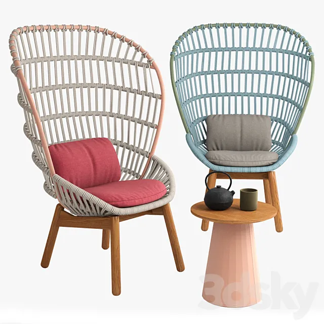 kettal cala armchair wood feet 3D Model