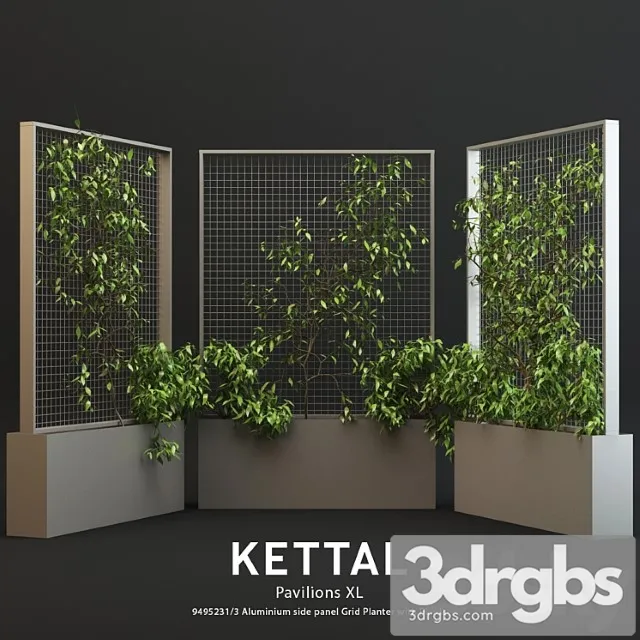 Kettal Pavilion XL Planter With Plants 3D Model Free