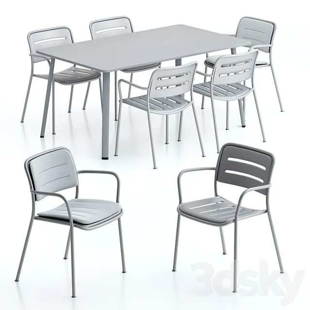 Kettal Village Table and Chair 3D Model