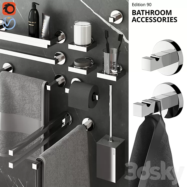 Keuco Edition 90 bathroom accessories 3D Model