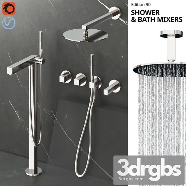 Keuco Edition 90 Shower and Bath Faucets 3D Model Free