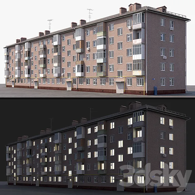 Khrushchev red brick 3DModel