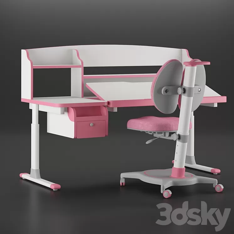 Kid desk and chair 3D Model