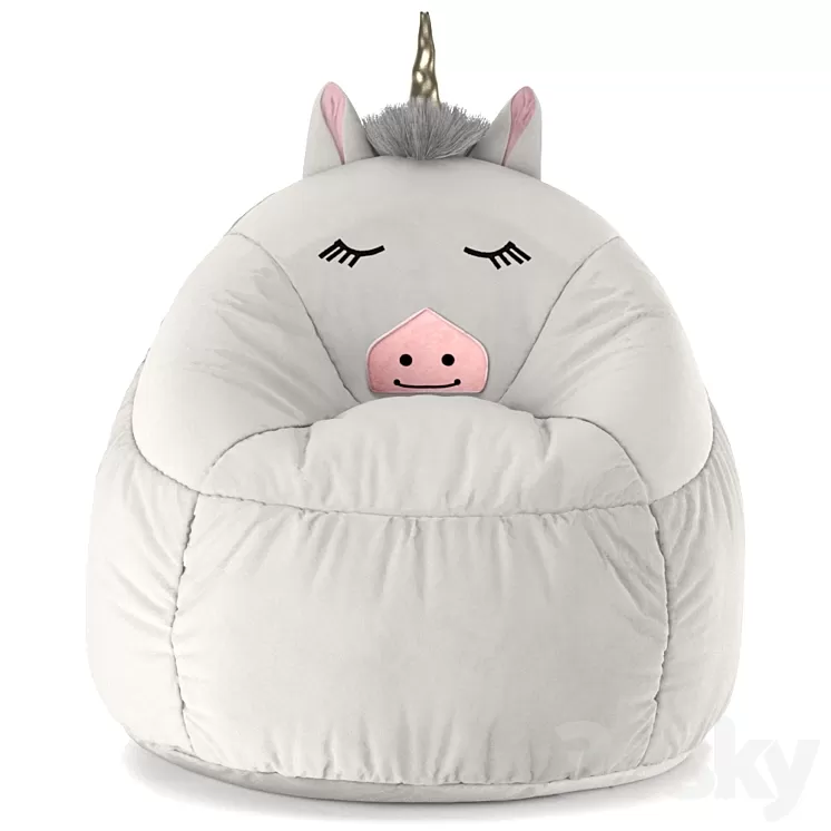 Kids Bean Bag Chair White Unicorn - Pillowfort  3D Model