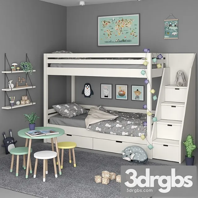 Kids Bedroom Set 3D Model Free