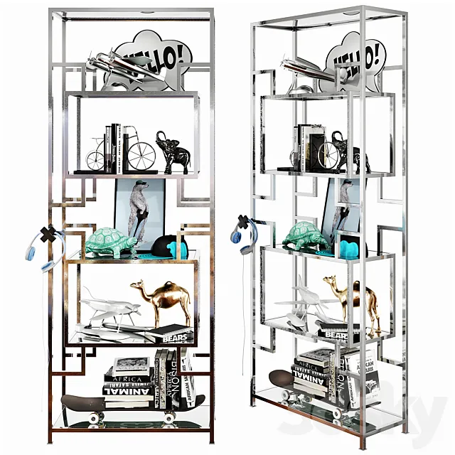 Kids bookcase set 01 3D Model