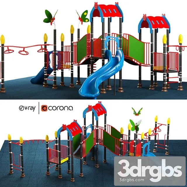 Kids Equipment with Slide Climbing 08 3D Model Free