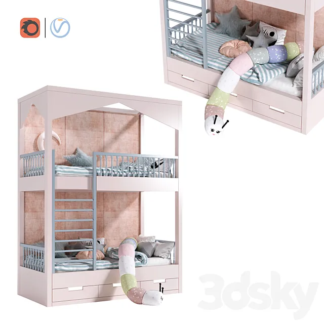 kids room bed - 2 3D Model