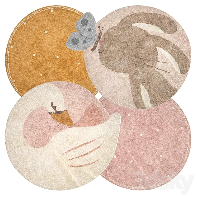 Kids Rugs set Little Dutch 3D Model Free