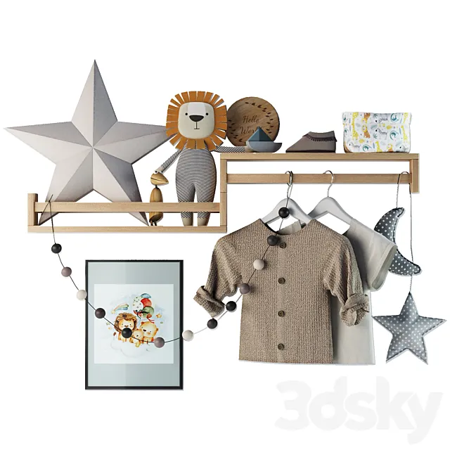 Kids shelf set 02 3D Model