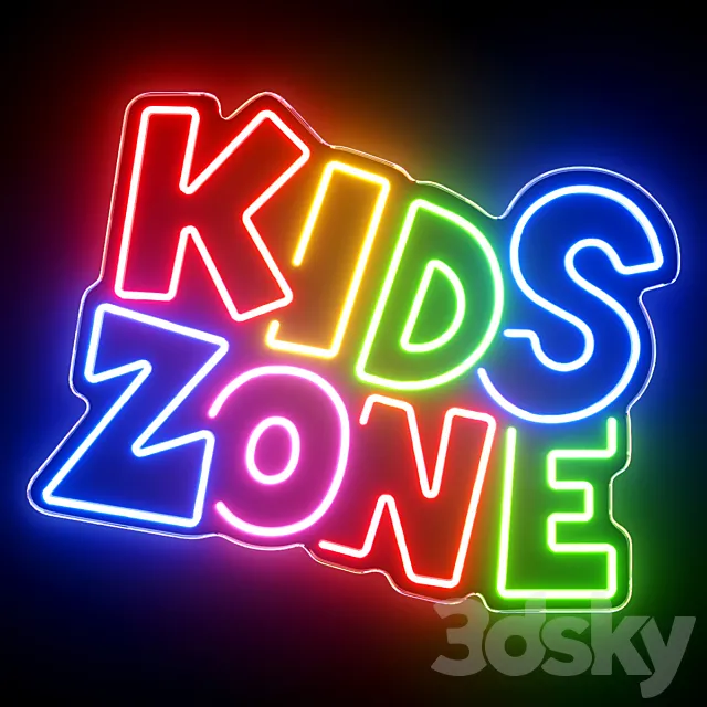 Kids Zone Neon Sign 3D Model