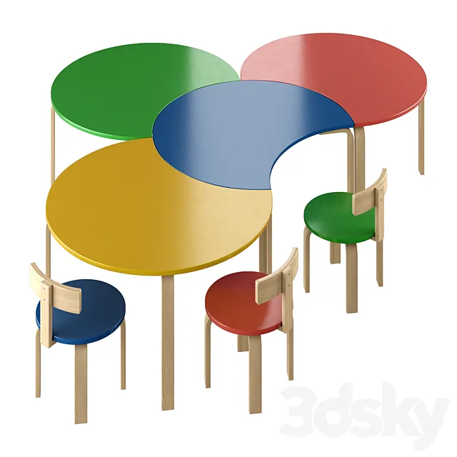 Kindergarten tables 3D Model