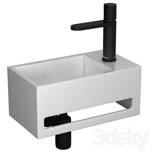 Kingkonree Wall Hung mini sink & Antoniolupi Indigo faucet 3D Model