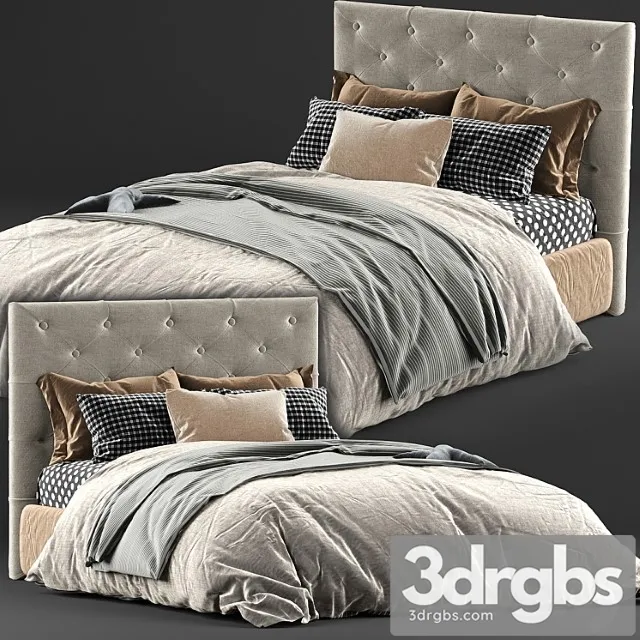 Kingston queen bed & mattress 2 3D Model Free