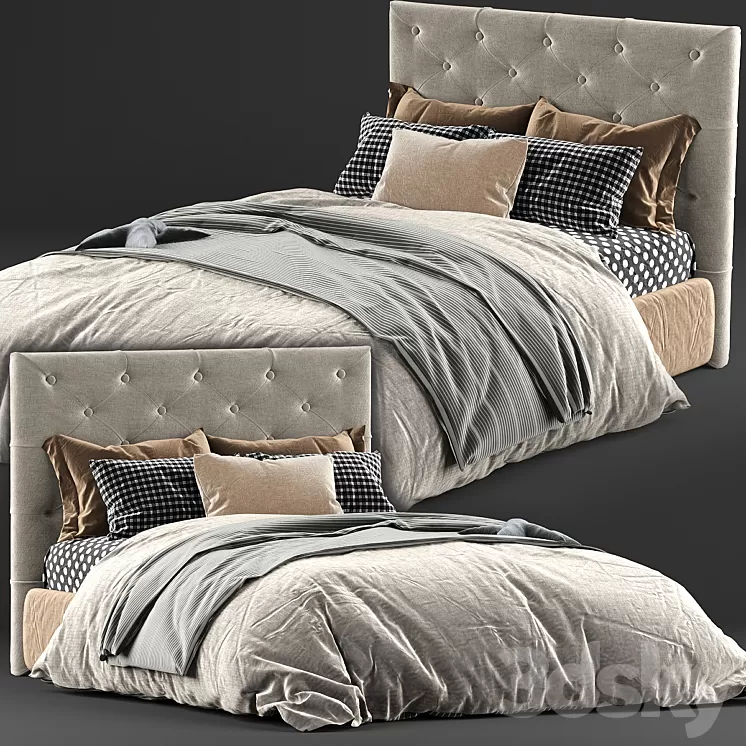 Kingston queen bed & mattress 3D Model