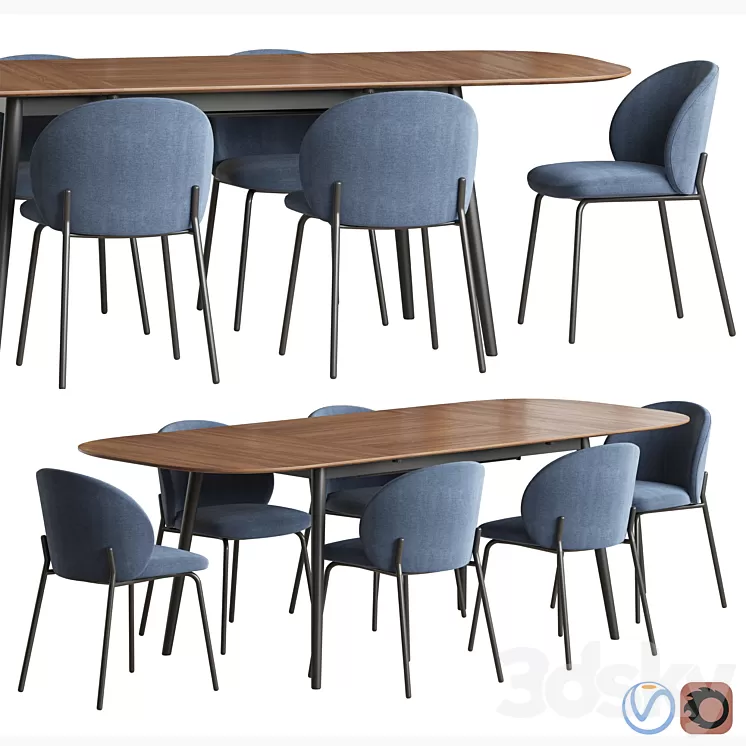 Kingston table Princeton chair Boconcept 3D Model