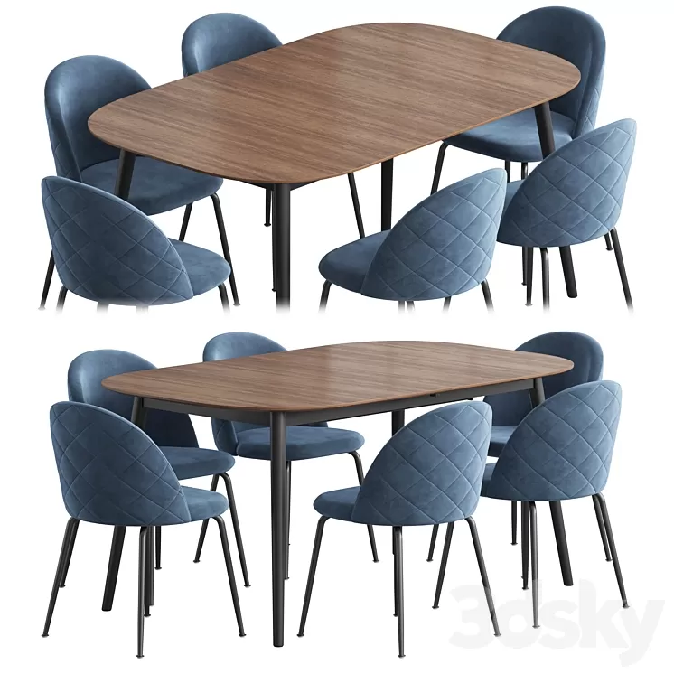 Kingston table stool Mystere Dining set 3D Model Free