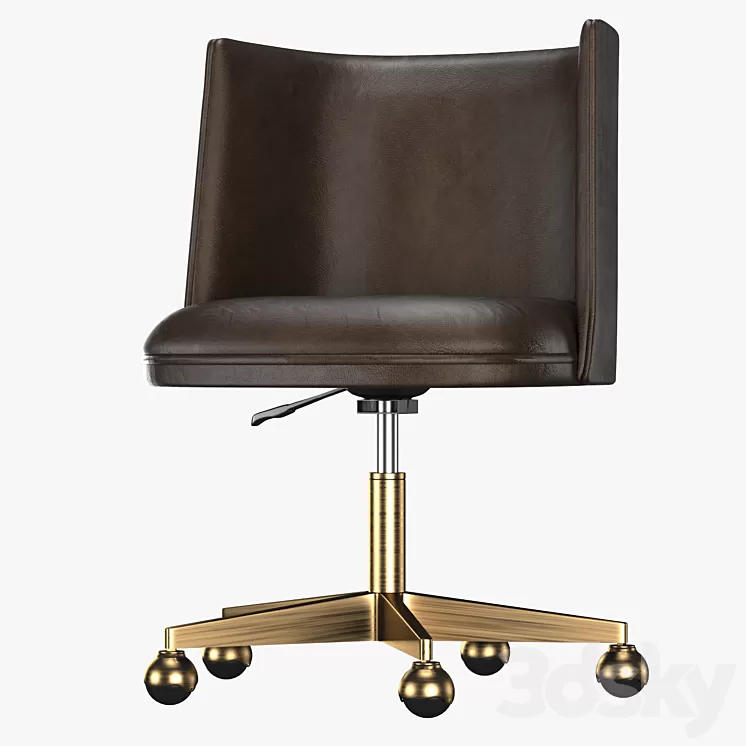 KINNEY LEATHER DESK CHAIR - ANTIQUED BRASS 3D Model