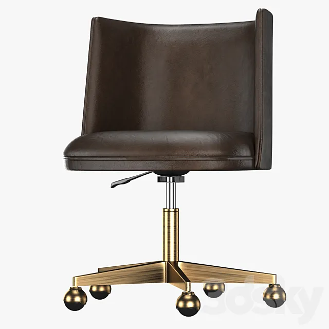 KINNEY LEATHER DESK CHAIR - ANTIQUED BRASS 3DModel