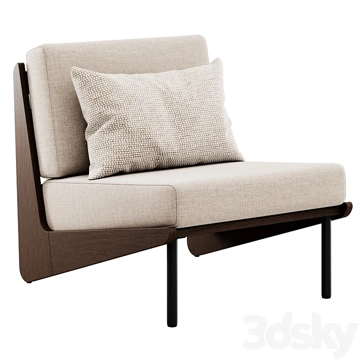 Kinney Teak Lounge Chair by Crate and Barrel 3D Model Free