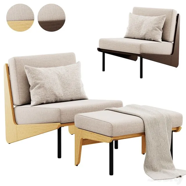 Kinney Teak Lounge Chair by Crate and Barrel 3D Model