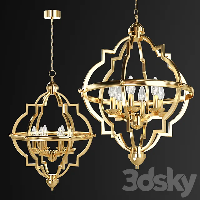 Kira Home Capistrano 28 Rustic Chandelier. Warm Brass 3DModel