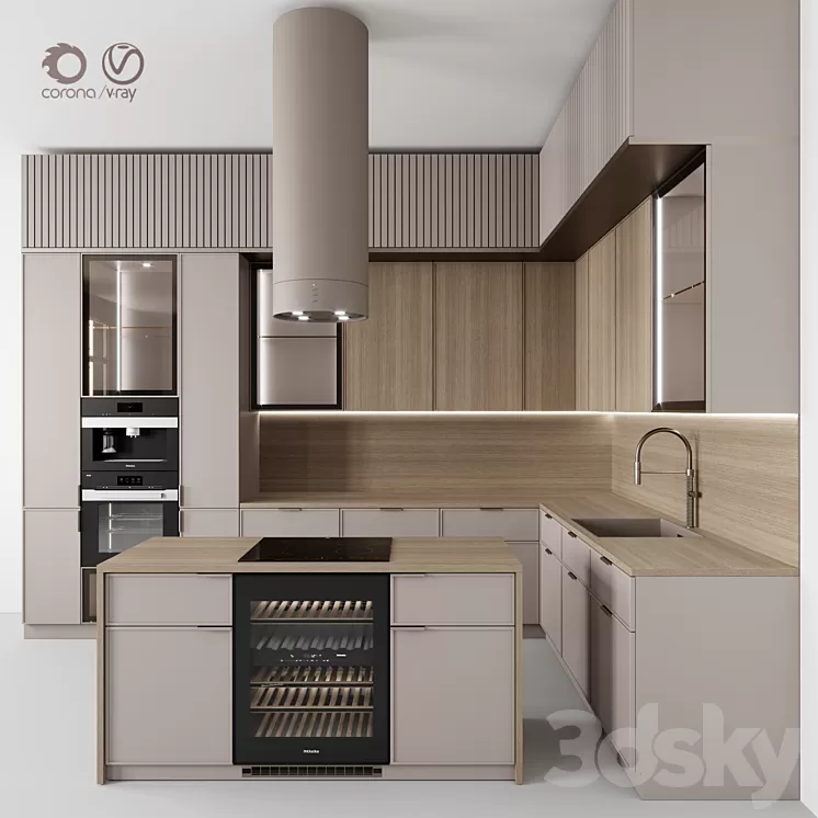 "Kitchen №115 ""Beige Rail""" 3D Model Free