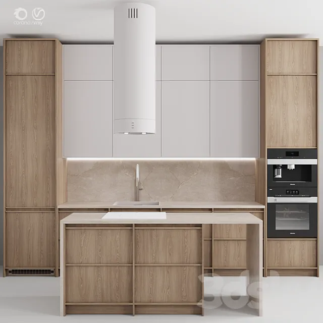 Kitchen №121 "Wood and Sand" 3D Model