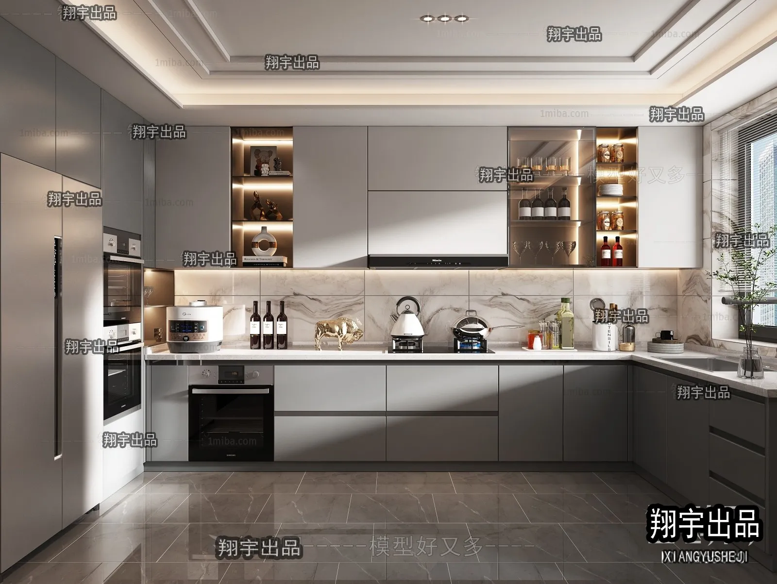 Kitchen 3D Interior Scene - 3D Models - 001
