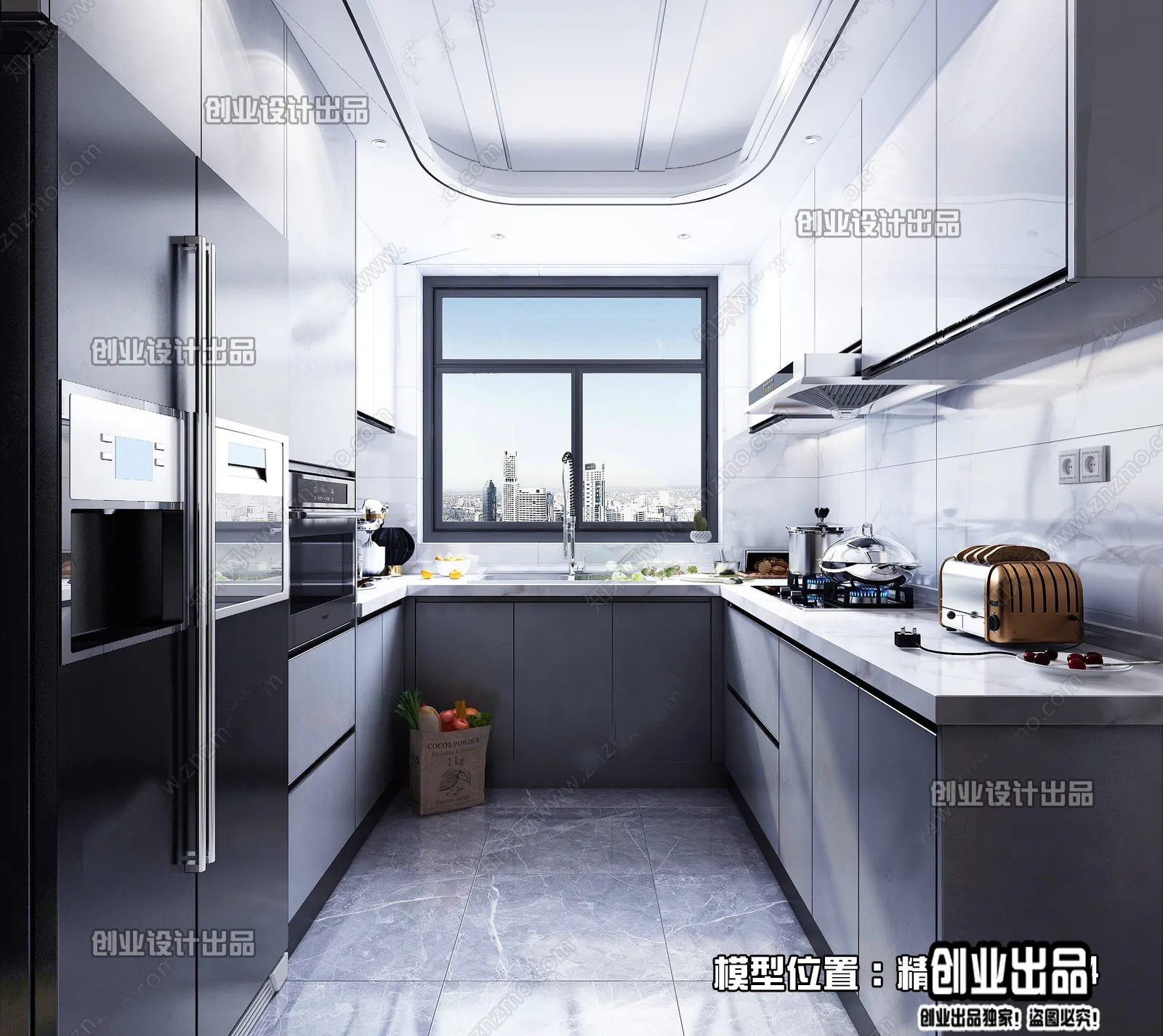Kitchen 3D Interior Scene - 3D Models - 003