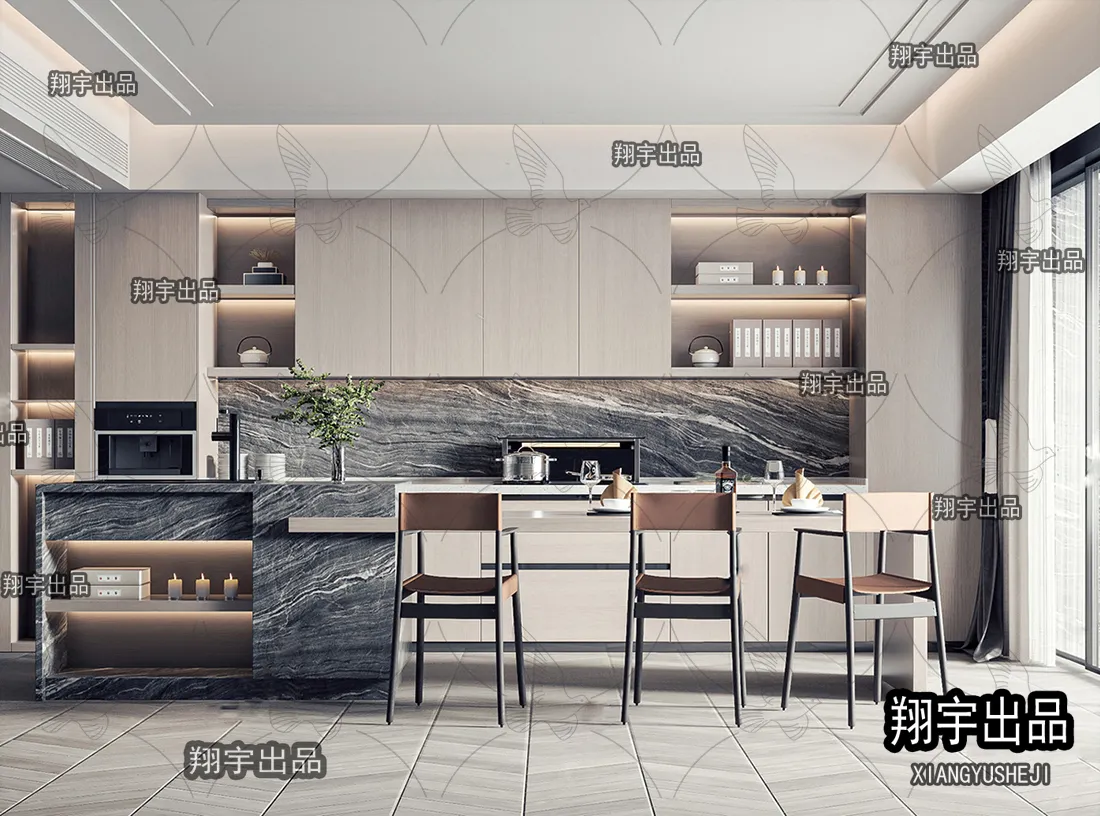Kitchen 3D Interior Scene - 3D Models - 027