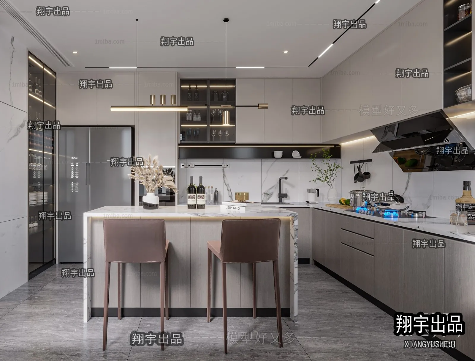 Kitchen 3D Interior Scene - 3D Models - 046
