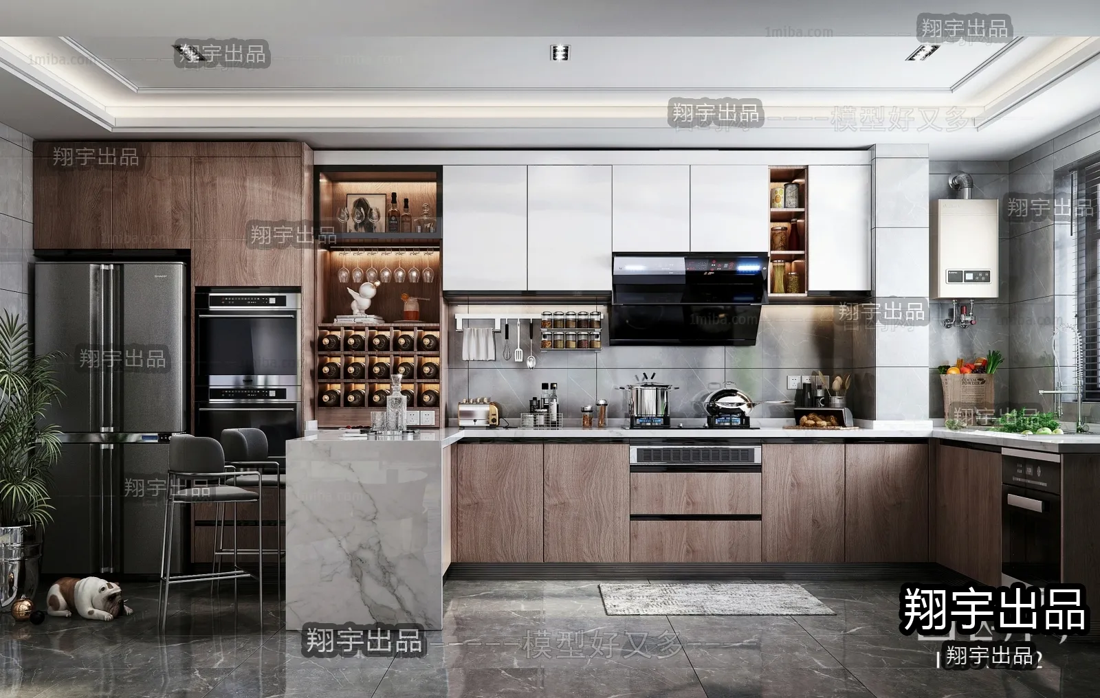 Kitchen 3D Interior Scene - 3D Models - 056