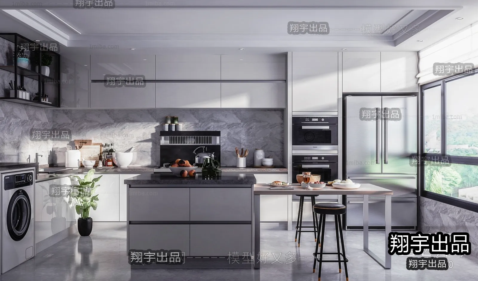 Kitchen 3D Interior Scene - 3D Models - 058