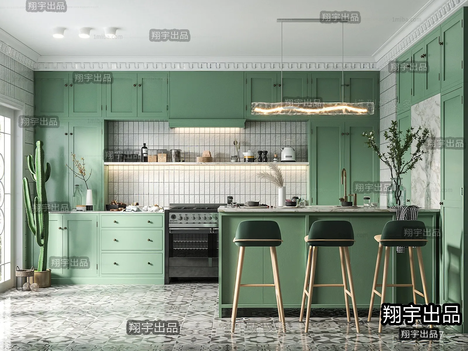 Kitchen 3D Interior Scene - 3D Models - 083