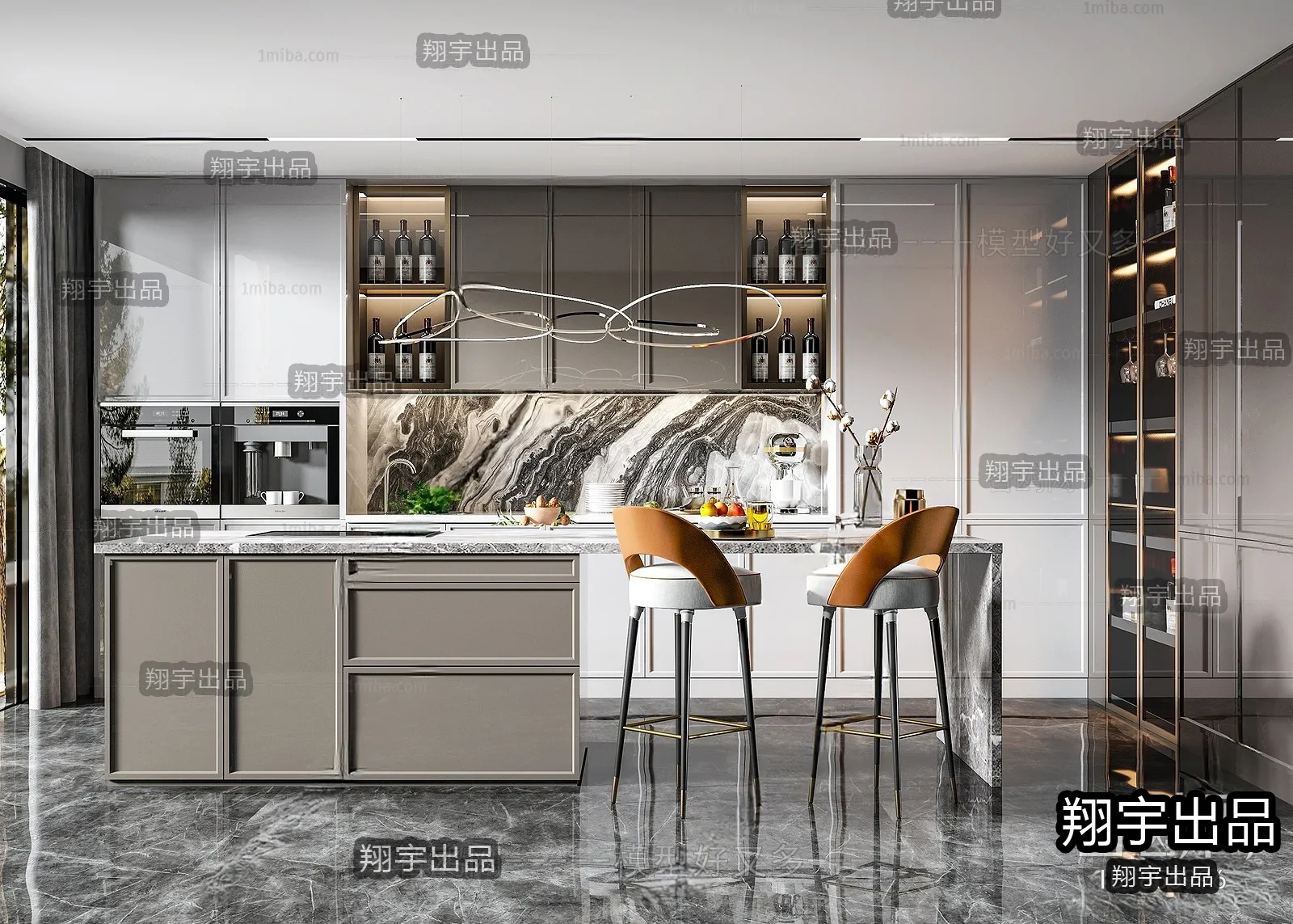 Kitchen 3D Interior Scene - 3D Models - 085