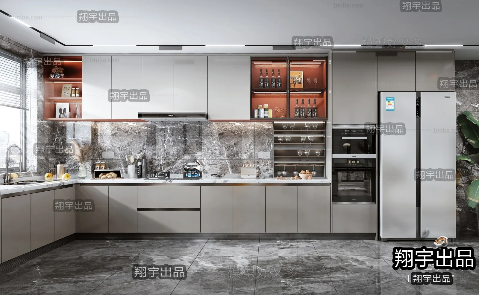 Kitchen 3D Interior Scene - 3D Models - 091
