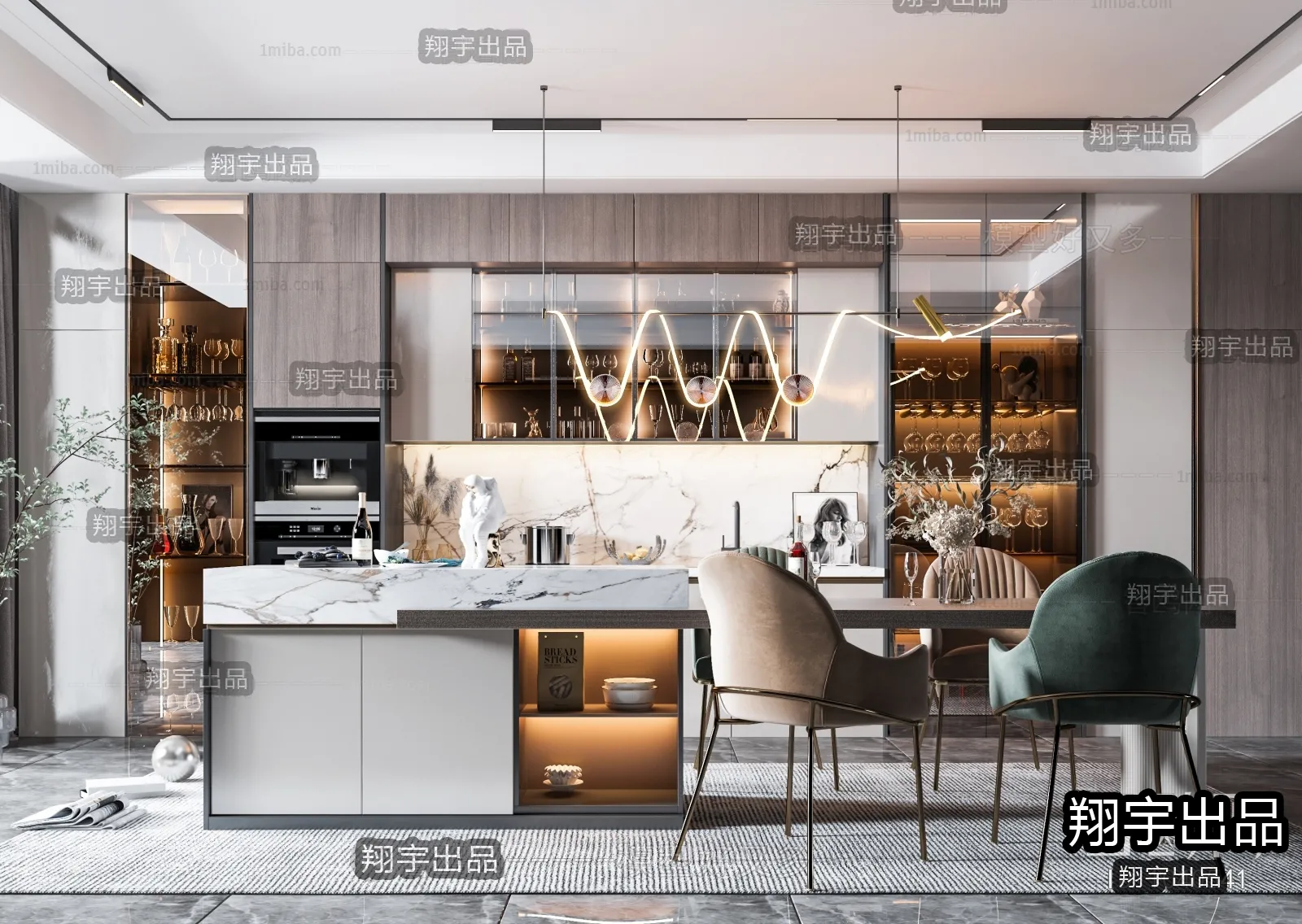 Kitchen 3D Interior Scene - 3D Models - 103