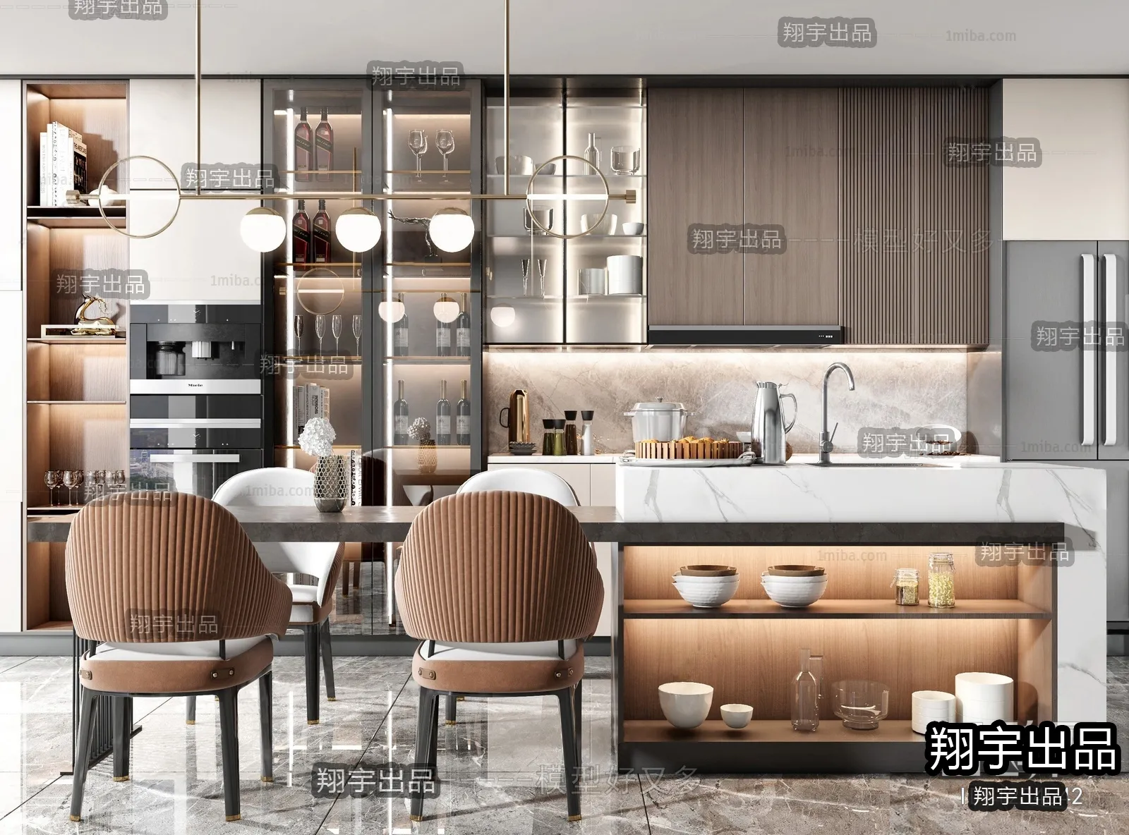 Kitchen 3D Interior Scene - 3D Models - 104
