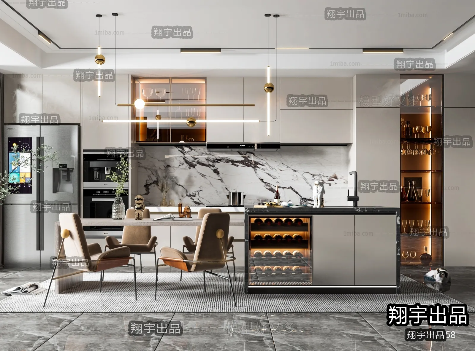 Kitchen 3D Interior Scene - 3D Models - 105