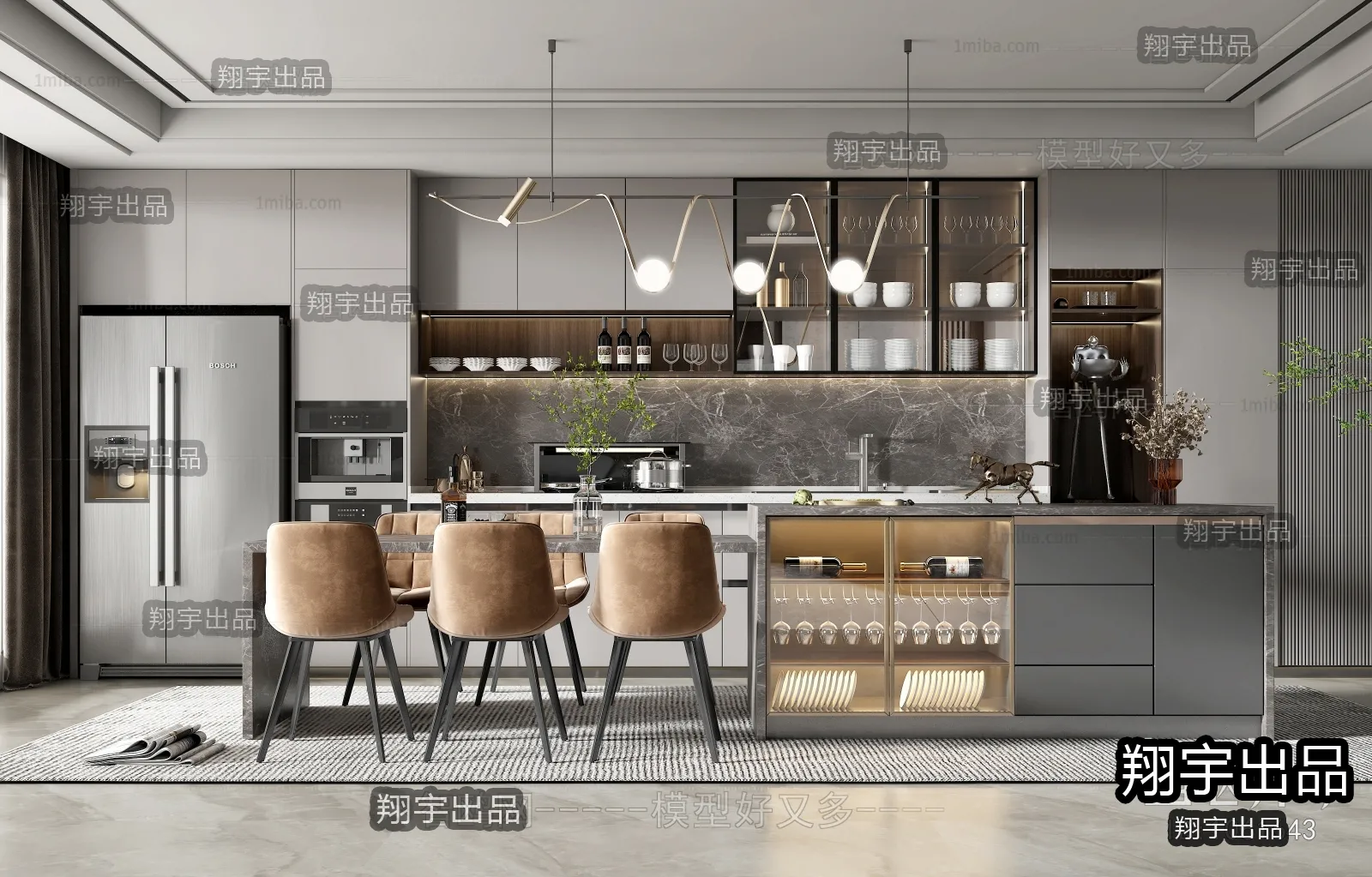 Kitchen 3D Interior Scene - 3D Models - 111