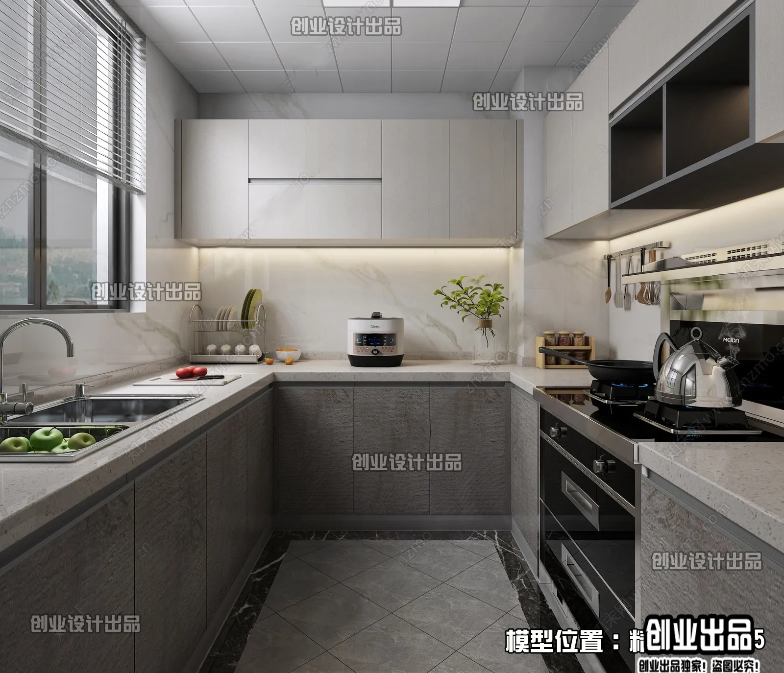 Kitchen 3D Interior Scene - 3D Models - 227