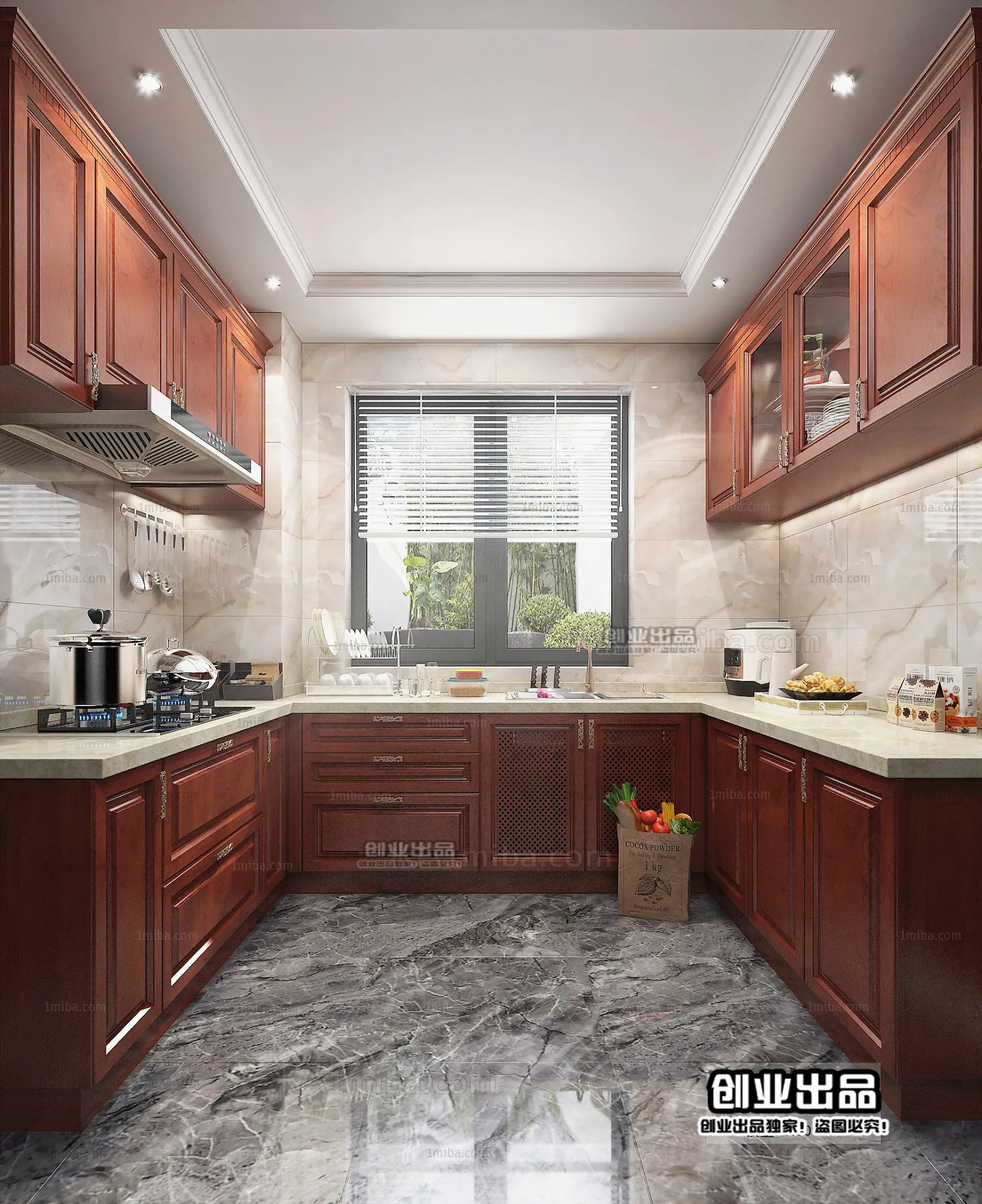 Kitchen 3D Interior Scene - American Style - 005