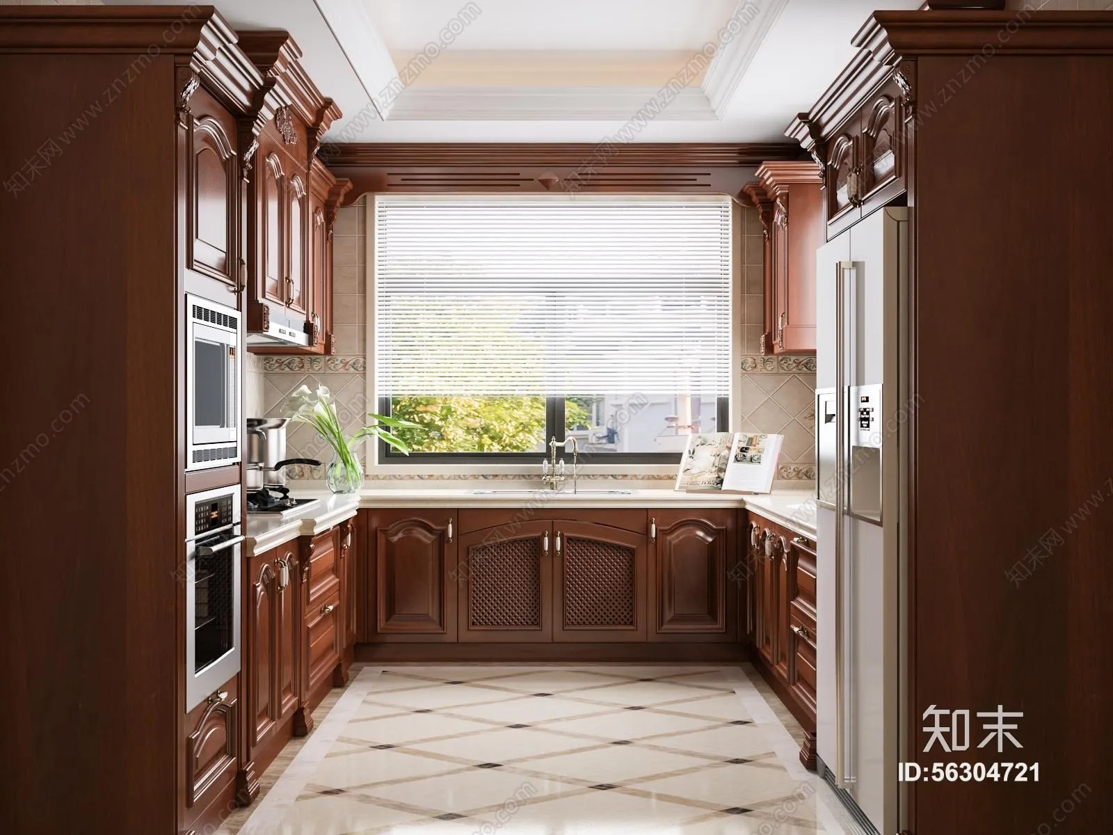 Kitchen 3D Interior Scene - American Style - 006