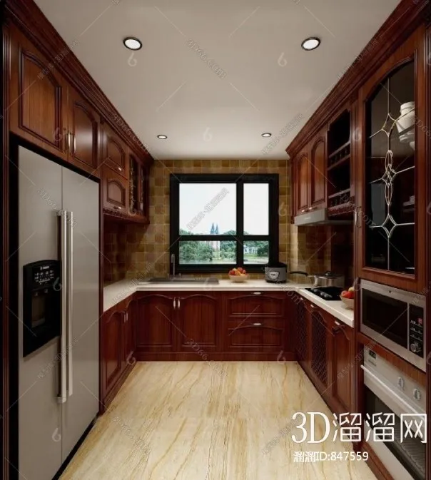 Kitchen 3D Interior Scene - American Style - 011