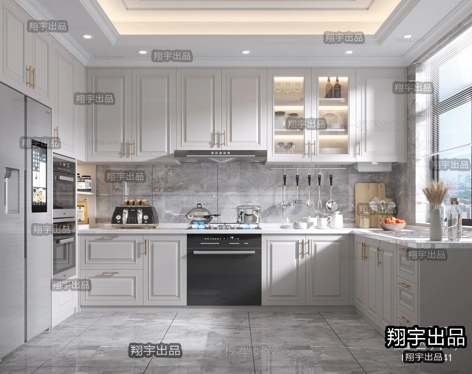 Kitchen 3D Interior Scene - American Style - 012