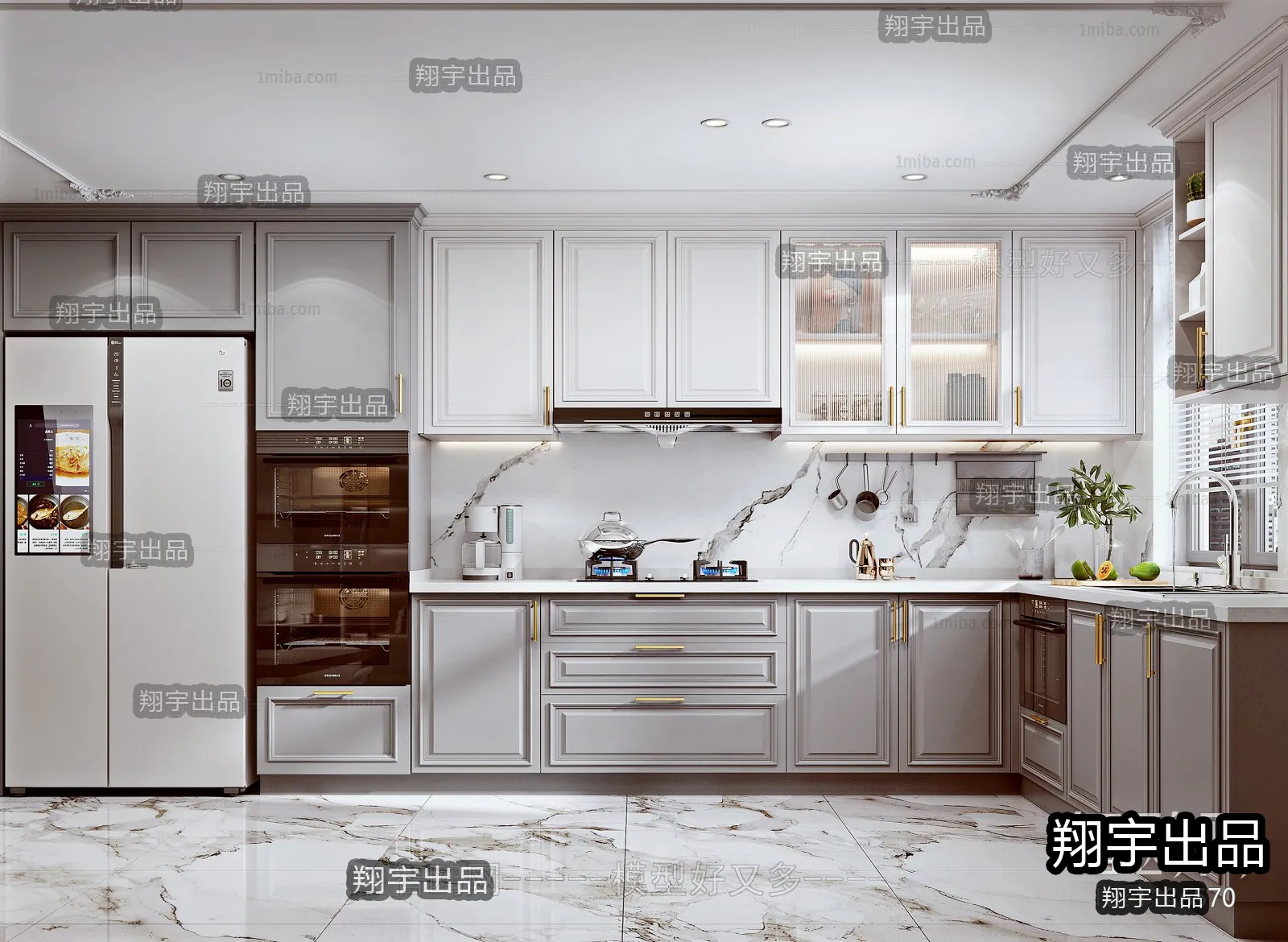 Kitchen 3D Interior Scene - American Style - 013