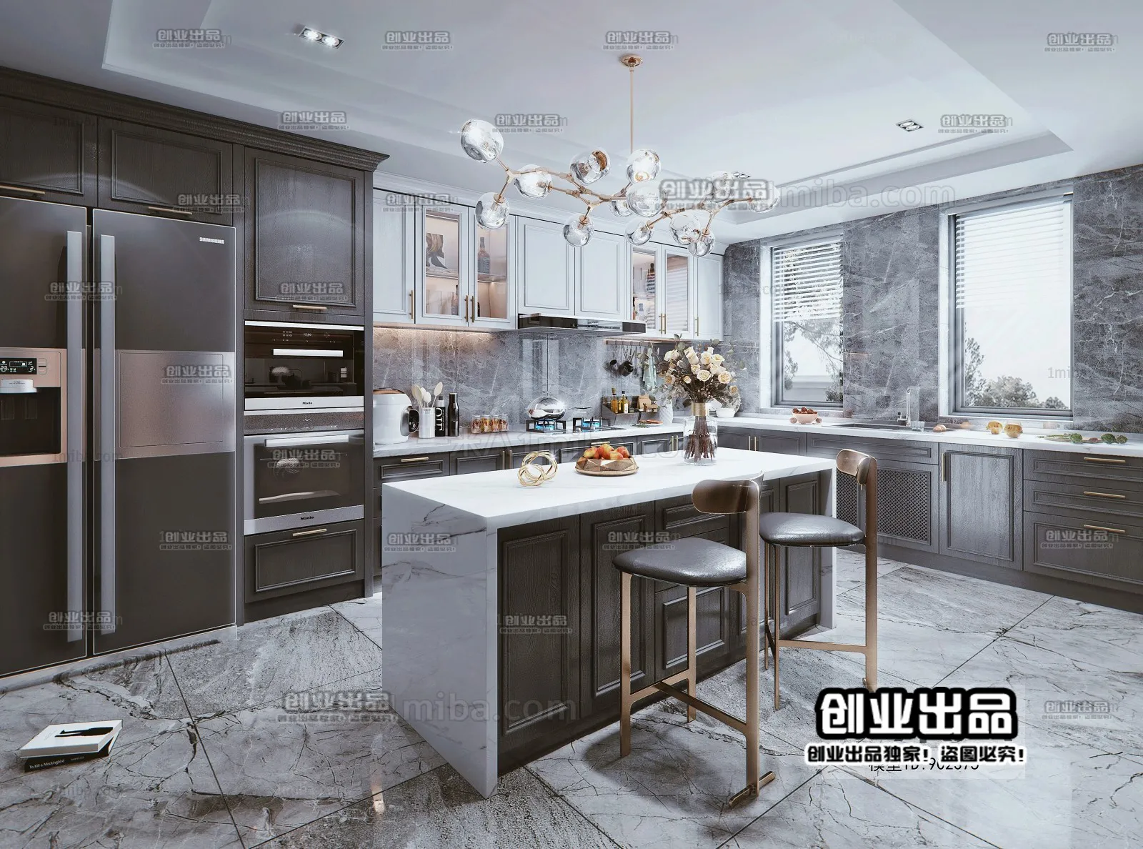 Kitchen 3D Interior Scene - American Style - 015
